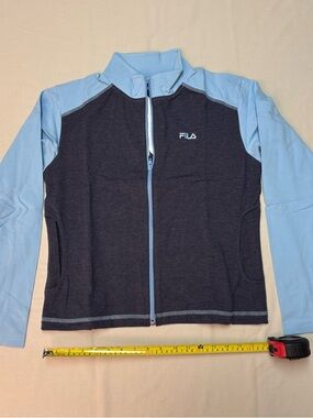 FILA Charcoal Zip-Front Jacket with Light Blue Trim